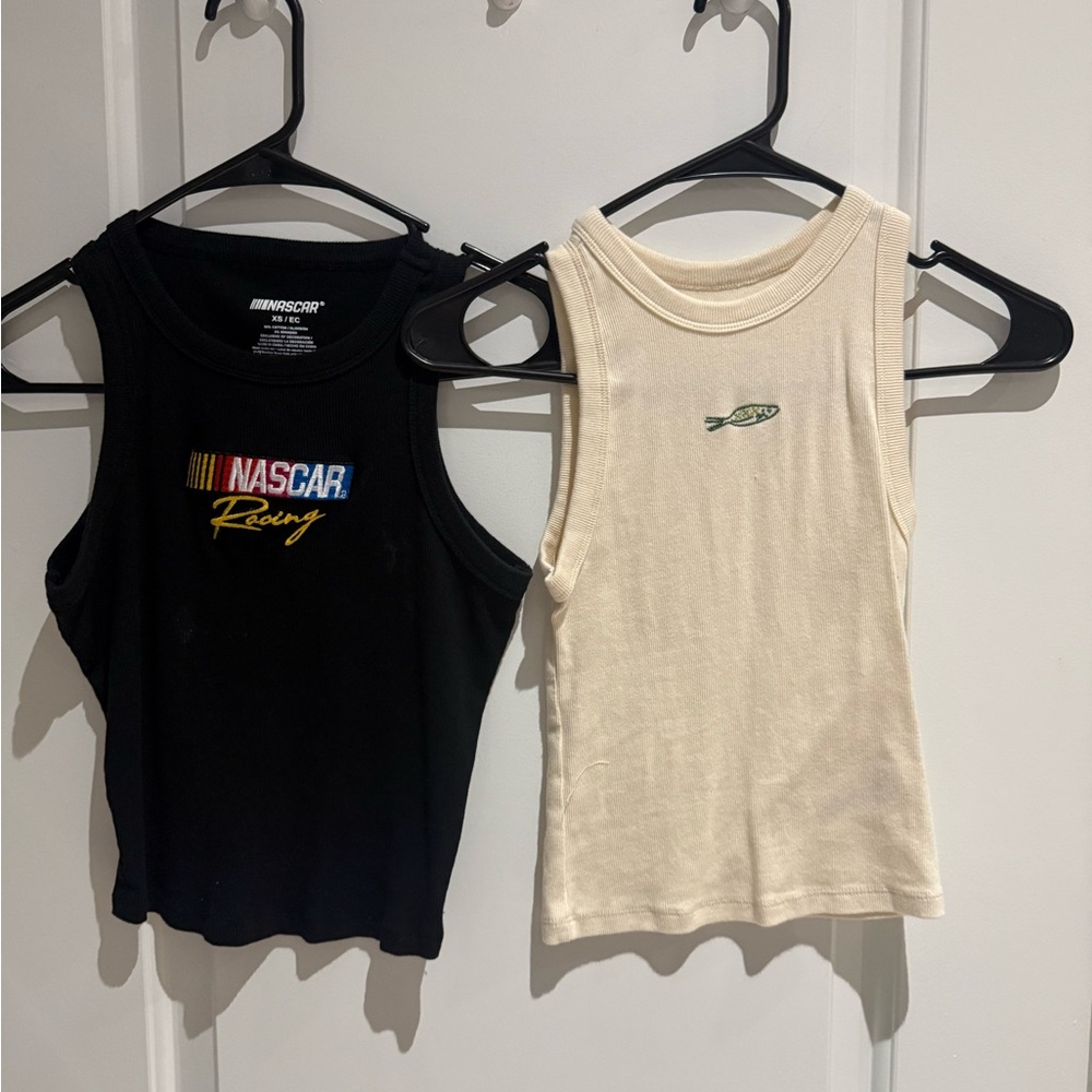 Nascar Black and Cream Tank Tops
